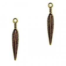 Metal charm Feather 28x5mm Antique bronz